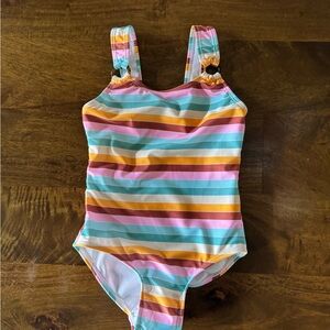 wonder nation Pink, Yellow, Teal and Brown Striped Girls' One-Piece